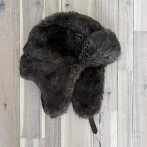 Russian Faux fur black hat with ear flaps #winter #earflap